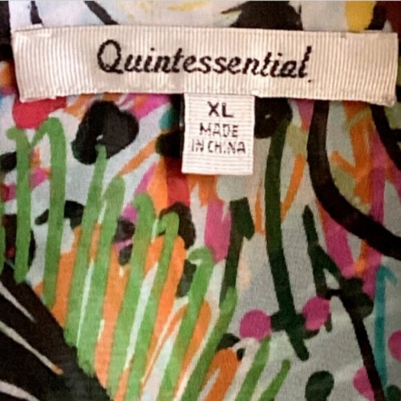 Quintessential Button-Up Roll Tab Sheer Floral Top XL 142L - Picture 6 of 8